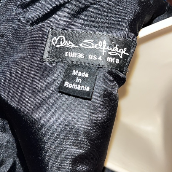 Miss Selfidge Sleeveless Dress with Pockets. Black and White Striped. Size 4. - Picture 8 of 12